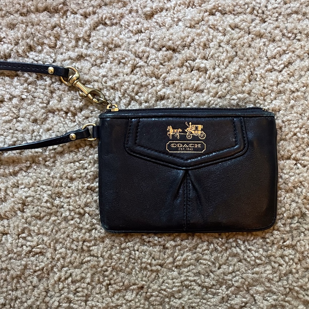 Coach Madison Black Leather Wristlet